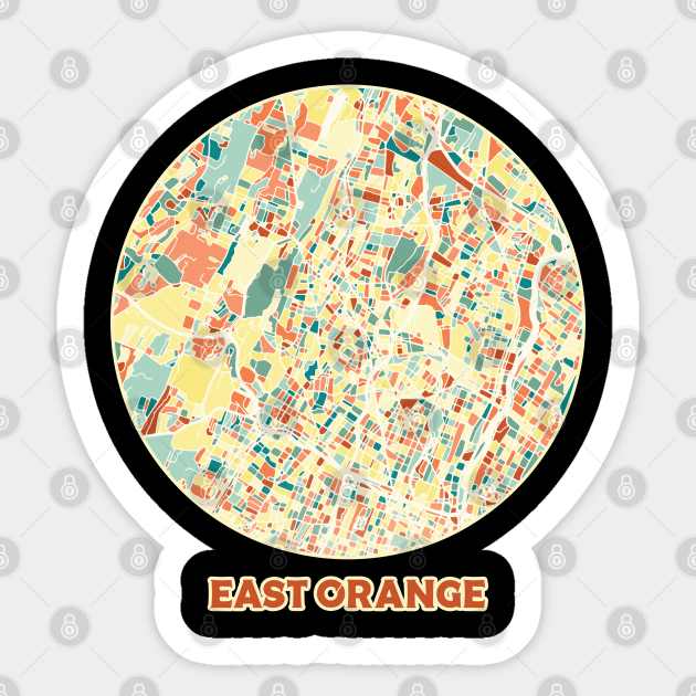 East Orange New Jersey map in mozaique colors East Orange Sticker